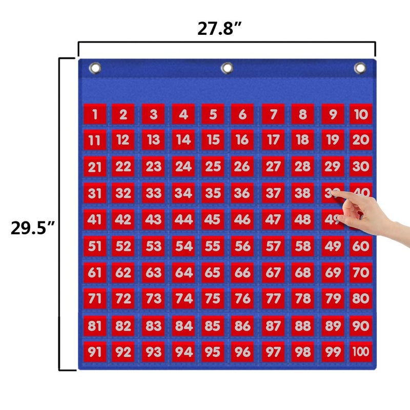 Eamay Hundreds Pocket Chart with 130 Number Cards, Number 1-100 Board Pocket Chart for Teacher Lessons in a Classroom or for Use at Home (100 Pockets) - Image 4